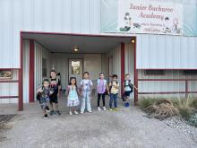 (Contributed Photo/JBA) Junior Buckaroo Academy students celebrate the first day of school for the 2025-2026 school year earlier this year. The childcare center is celebrating its 10-year anniversary of operations this month. 
