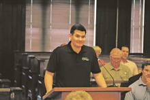 NextEra Energy Resources Project Manager James Jewett answered a series of 93 questions provided by community members during a public hearing Monday, Sept. 25. Photo/Mike Williams