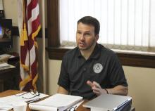Stephens County Judge Michael Roach discusses an agreement with the Texas Department of Criminal Justice to allow inmates of the Walker Sayle Unit to perform work in and around the Stephens County Courthouse during a Monday, Aug. 19 meeting of the Stephens County Commissioners Court. Photo/Mike Williams