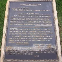 (Photo/Alamo Letter Society) The initiative of placing a bronze plaque of the Travis letter at all Texas courthouses was started in 2023, when William (Bill) McNutt’s 13-year-old daughter, Slone, saw the bronze plaque of the letter in front of the Alamo chapel, pictured here, and wondered why there weren’t plaques of the letter all over Texas. Stephens County is in the process of getting a plaque in front of its courthouse. 