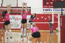 Preslie Malcuit combined for five kills, five blocks and two digs in wins last week over Eastland and Comanche. Photo/ Mike Williams