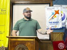 Stephens County Elections Administrator Jared McLane spoke Tuesday, Sept. 17 to the Rotary Club of Breckenridge during their weekly meeting. Photo/Mike Williams