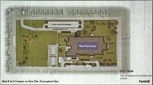 A conceptual drawing of a potential new K-5 elementary campus that was discussed by representatives of Parkhill Architects during a public meeting Wednesday, Jan. 10 at Bailey Auditorium.
