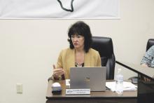 Breckenridge City Manager Cynthia Northrop discusses an early version of the Fiscal Year 2024-2025 city budget during the Breckenridge City Commission meeting Tuesday, July 3. Photo/Mike Williams