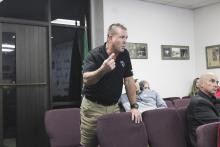 BISD Athletic Director Casey Pearce outlines a new behavior policy at BISD athletic events during the Nov. 13 BISD Board of Trustees meeting. Photo/Mike Williams
