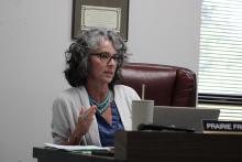 Interim Breckenridge ISD Prairie Freeman discusses the plans for the 2024-2025 budget and tax rate during the Monday, July 15 BISD board meeting. The district’s goal is to prevent passing another deficit budget this year. Photo/Mike Williams