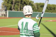 Every member of the Buckaroos baseball team have a sticker for Jaxon Escalon. The team is rallying around their teammate who was seriously injured in a roll-over crash March 3. Photo/Mike Williams