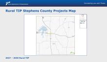 (TxDOT/ Contributed photo) A map of Stephens County with two bridge projects marked in the northern and western portions of the county. The projects are estimated for 2029 by the Texas Department of Transportation. 