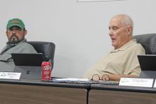 (Photo/Alex Kielar) Mayor Bob Sims, right, speaking during the Breckenridge City Commission meeting Tuesday, Oct. 14 in which Purcell Engineering was awarded the construction contract for phase 1 of the wastewater treatment plant improvement project. 