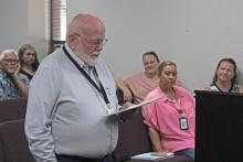 (Photo/Alex Kielar) The updated version of the 2025-2026 budget was presented to the BISD school board by Kenneth Thompson at the board’s Monday, Aug. 11 meeting. The board will hold its public meeting on the budget and tax rate Monday, Aug. 25 at noon. 