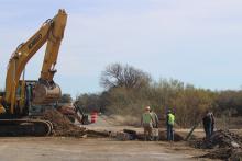 (Photo/Alex Kielar) The crew assesses the water valve that was broken near the Breckenridge Water Treatment Plant Thursday morning, Dec. 11 as the city works to get water back on during the emergency-level water crisis. 