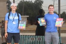 (Photo/Alex Kielar) Latvian college students Karlis Mednis, left, and Gustavs Vanags have finished up their Texas summer internships in Breckenridge the last couple of weeks with Southwestern Advantage, a U.S.-based educational sales and leadership program.