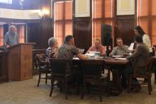 (Photo/Alex Kielar) The Stephens County Commissioners Court heard from Veterans’ Director Les Strickland on the process for getting names engraved on the veterans' memorial monument Monday, Aug. 25, in which he relayed a list of hopeful names to get included who died last year. 