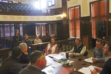 (Photo/Alex Kielar) Texas PACE Authority President Charlen Heydinger speaks to the Stephens County Commissioners Court during a public hearing regarding the implementation of a PACE program Monday morning, Nov. 10. 