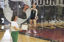 Lady Bucks sophomore Zia Gravitt earned nine kills, two aces and 18 assists in her team’s 3-0 win Friday, Sept. 6 at Lingleville. Photo/Mike Williams