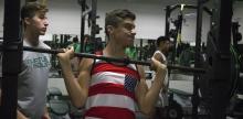 Breckenridge High School freshman Jonas Arellano racks a weight bar after a set of lunges Monday during the Buckaroo football team’s offseason strength and conditioning program. Arellano hopes to make an immediate impact this season.