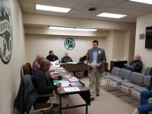 The Breckenridge City Commissioners receive a report from Stephens Memorial Hospital CEO Matt Kempton at their monthly meeting on Tuesday, March 5. BA photo by James Norman
