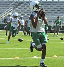 Breckenridge High School receiver Jaydon Cooper catches a touchdown. 