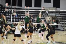 Zia Gravitt (1) has been named an Athlete of the Week by the Breckenridge American for performance in the Lady Bucks' 3-0 win Tuesday, Sept. 10 at Colorado City. Photo/Mike Williams