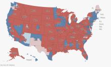Breakdown of the U.S. House of Representatives. Courtesy of AP, Mapbox and Washington Post