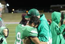 Angel Ruiz (9) becomes emotional after the Bucks playoff loss Thursday night. Ruiz had three touchdowns on the night, including two in the fourth quarter. BA photo by James Norman