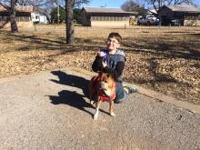 Johnny Beaty and Hershey, his dog, took home first and second place in the dog show, one for show and the other for costume. Photo contributed