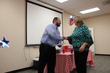 Ruth Annette Yoes was the recipient of the Chemical Dependency Counseling Reach Club Scholarship, which was presented by Lance Eastman, who is the vice president of student learning and instructional support for all four West Texas campuses of TSTC. BA photo by Jean Hayworth