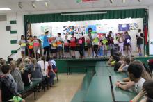 The fifth-graders at South Elementary participated in a Reader's Theatre performance to celebrate the Constitutional Convention back in 1787, under the direction of representatives from the Daughters of the American Revolution. This included Lisa Echols and Barbara Trammell, Wednesday, Sept. 19. BA photo by Jean Hayworth