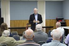 U.S. Rep Mike Conaway addresses the crowd and takes questions from locals in attendance. BA photo by James Norman