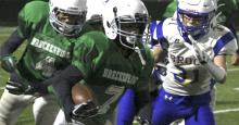 A Breckenridge Junior High School running back rushes for a big gain during last Thursday's season finale.