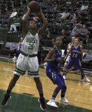 Kylie Willis puts in a shot during Saturday's game against Stamford.