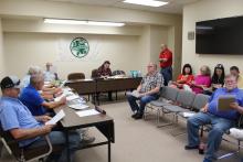Residents gathered Monday for the P&Z meeting. Almost everyone in attendance was opposed to the proposed change. BA photo by James Norman