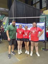 Breckenridge High School Powerlifting Coach Jarrod Shepperd with Joni Jackson, Isabelle Biddison and Rylee Fuller, who represented BHS at the Texas High School Women’s Powerlifting Association State Championships in Frisco last week. Contributed photo/Jarrod Shepperd